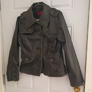 Vanity Faux Leather Button-Front Jacket